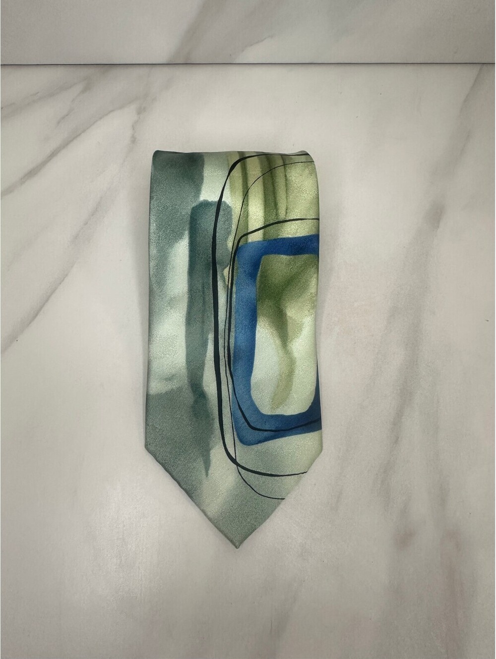 Vintage J. Garcia 3-D Warthog Glasses Collection 54 green abstract 100% silk tie